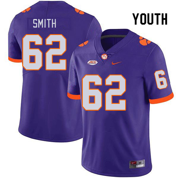 Youth Clemson Tigers Bryce Smith #62 College Purple NCAA Authentic Football Stitched Jersey 23LL30CQ